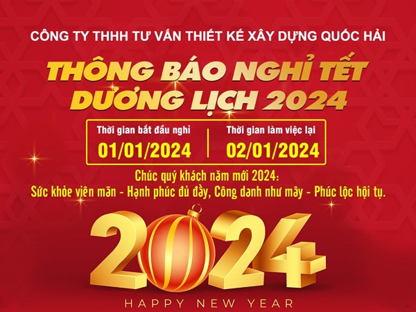 THÔNG BÁO LỊCH NGHỈ TẾT DƯƠNG LỊCH 01-01-2024