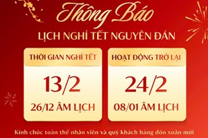 THÔNG BÁO LỊCH NGHỈ TẾT NGUYÊN ĐÁN 2026