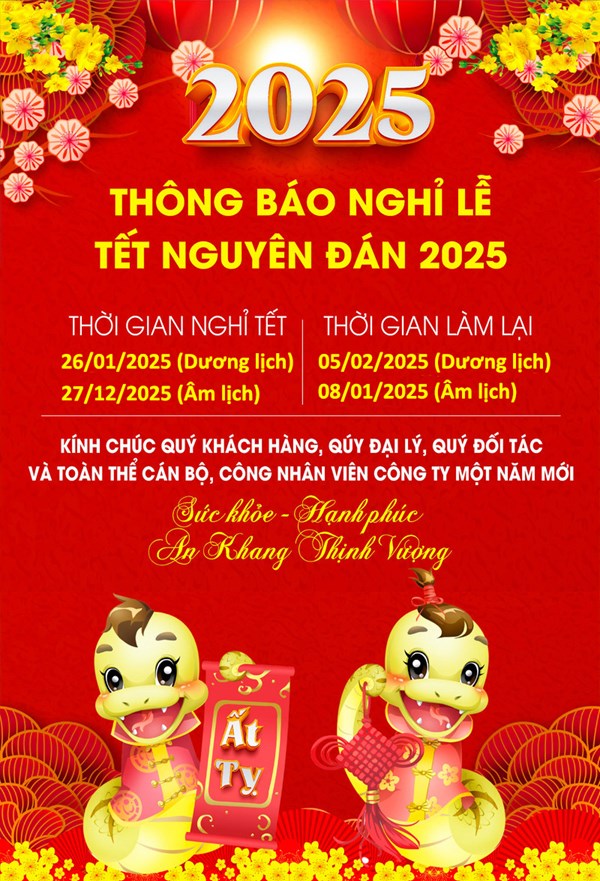 THÔNG BÁO LỊCH NGHỈ TẾT NGUYÊN ĐÁN - ẤT TỴ 2025